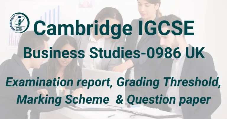 Cambridge IGCSE Business Studies-0986 (UK) Past papers